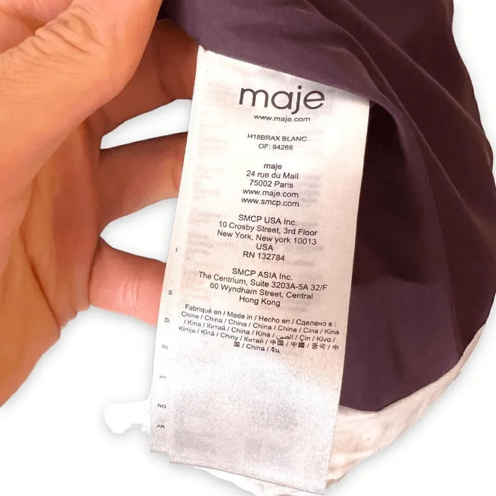 Maje Color-block H18 Brax Puffer Winter Jacket Oversized White Purple Size S